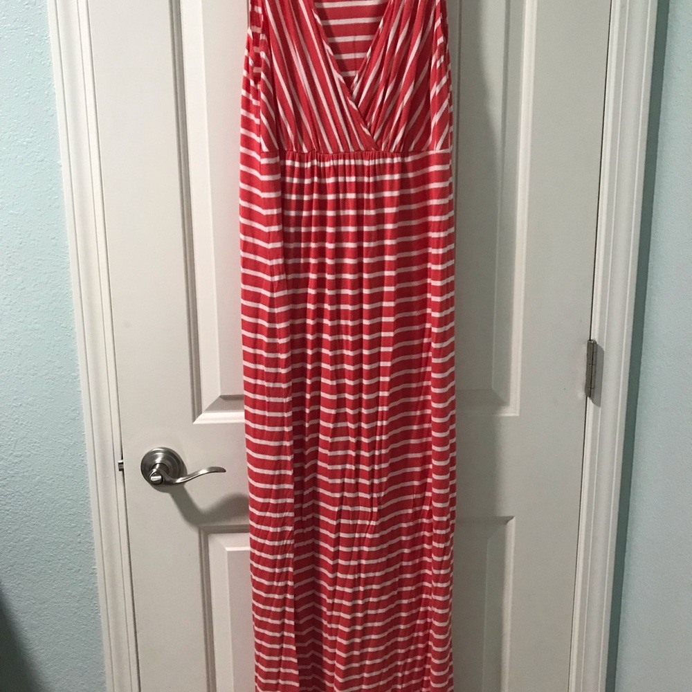 Striped Maternity Long Maxi Dress